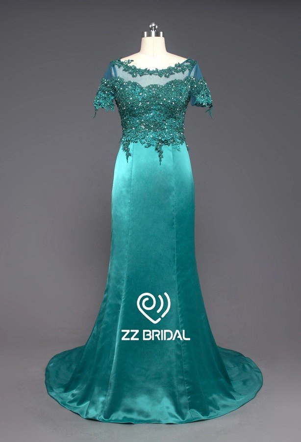 ZZ Bridal Boat Hals Beaded Mermaid lange Evening Robe