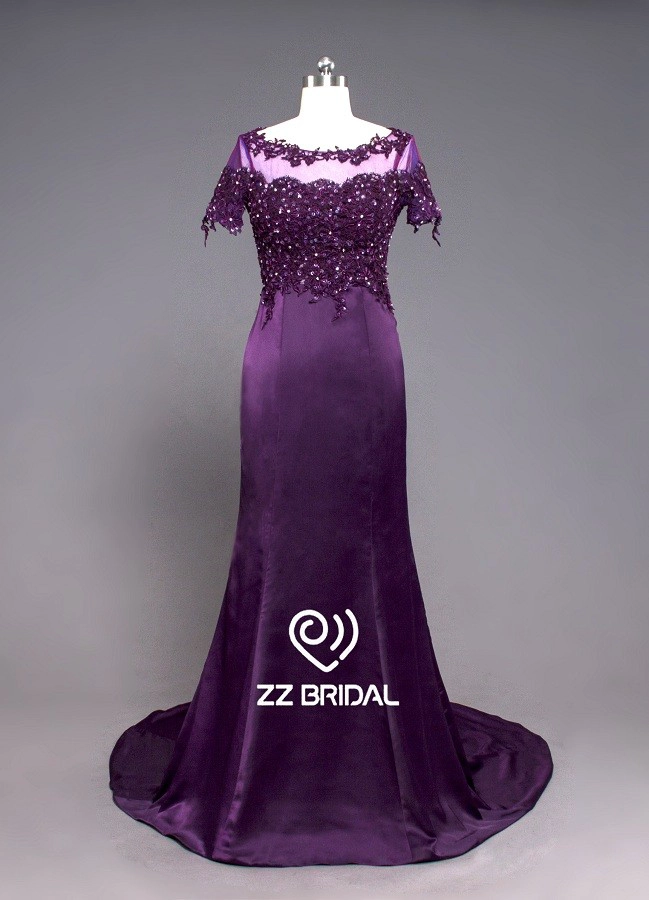 ZZ Bridal Boat Hals Beaded Mermaid lange Evening Robe