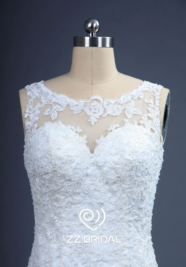 ZZ Bridal Illusion Ausschnitt Lace Applikationen Mermaid Wedding Dress