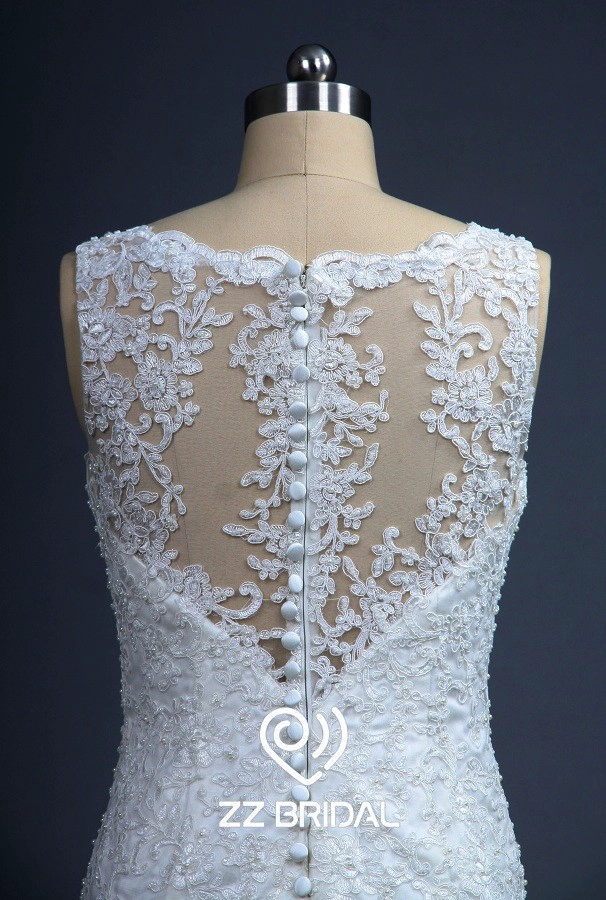 ZZ Bridal Illusion Ausschnitt Lace Applikationen Mermaid Wedding Dress
