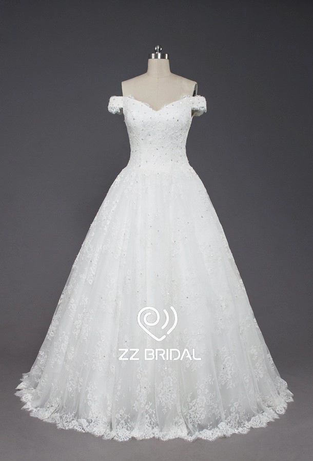 ZZ Bridal Schulter Strap Bowknot Lace-Up a-line Wedding Dress
