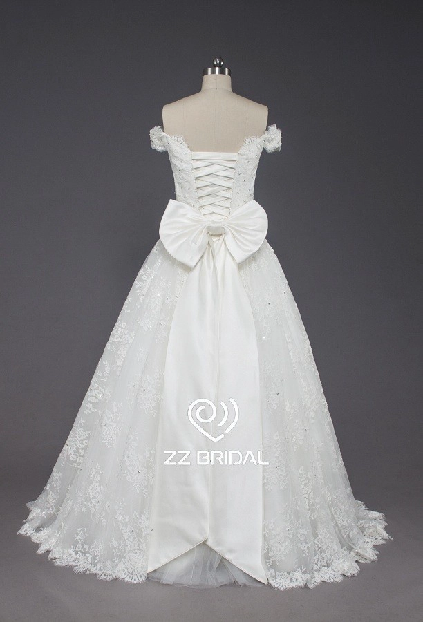 ZZ Bridal Schulter Strap Bowknot Lace-Up a-line Wedding Dress