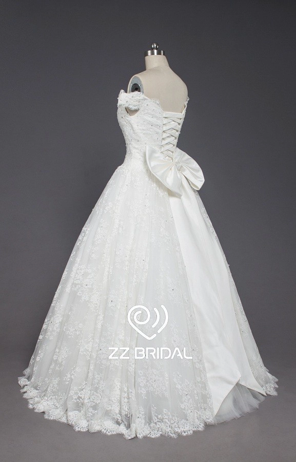 ZZ Bridal Schulter Strap Bowknot Lace-Up a-line Wedding Dress