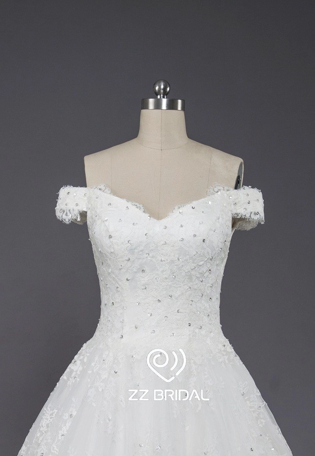 ZZ Bridal Schulter Strap Bowknot Lace-Up a-line Wedding Dress
