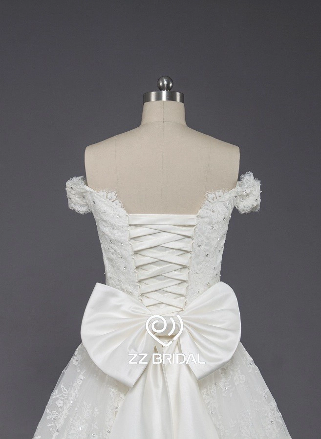 ZZ Bridal Schulter Strap Bowknot Lace-Up a-line Wedding Dress