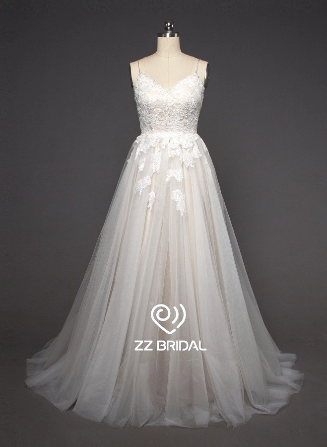 ZZ Bridal Spaghetti Strap Lace Applikationen a-line Wedding Dress