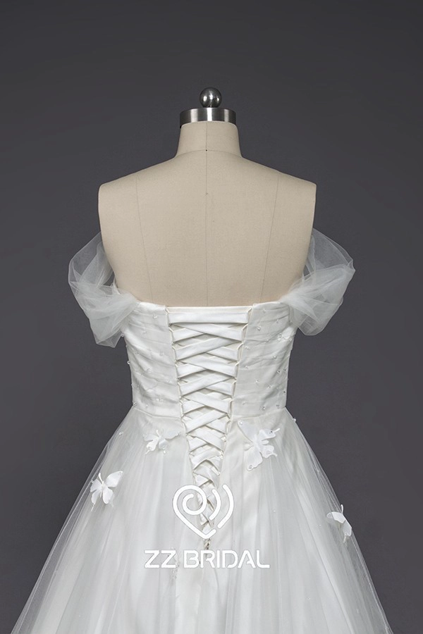ZZ bridal sweetheart lace-up ruffled A-line wedding dress