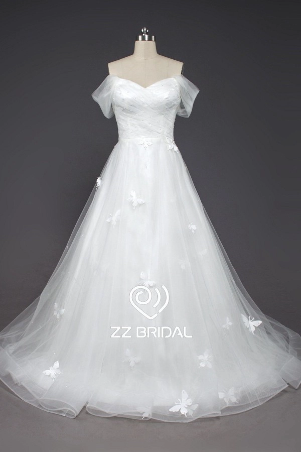 ZZ bridal sweetheart lace-up ruffled A-line wedding dress