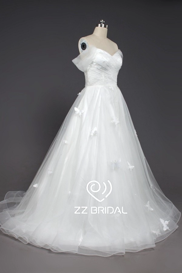 ZZ bridal sweetheart lace-up ruffled A-line wedding dress