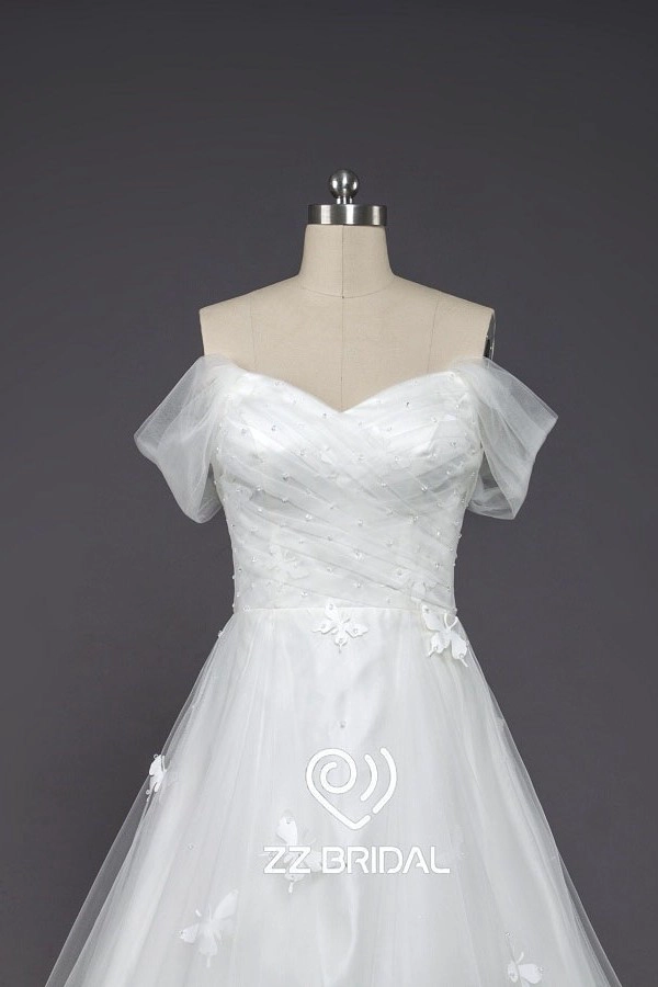 ZZ bridal sweetheart lace-up ruffled A-line wedding dress