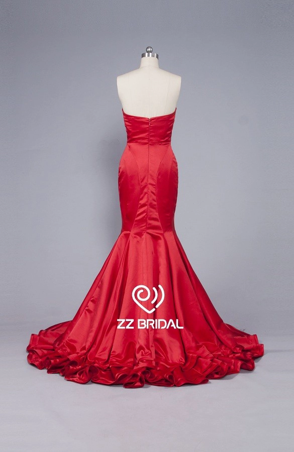 ZZ bridal sweetheart neckline sleeveless red mermaid long evening dress