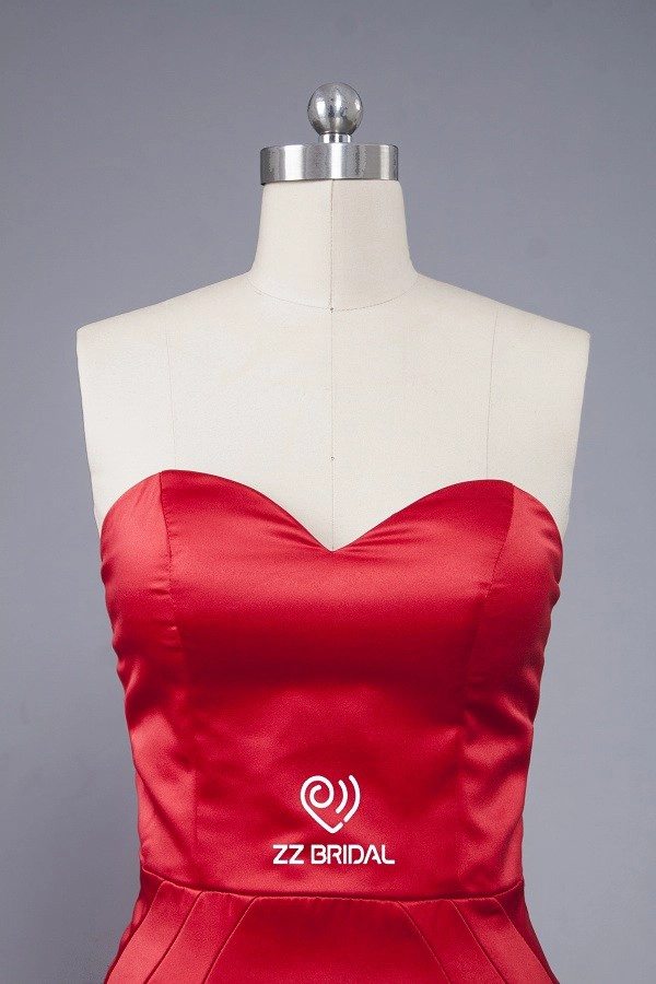ZZ bridal sweetheart neckline sleeveless red mermaid long evening dress