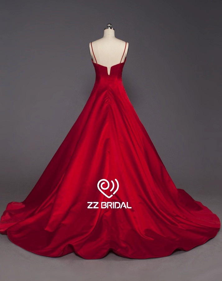 ZZ Bridal Liebling Ausschnitt Spaghetti Armband rot a-line lange Abend Kleid
