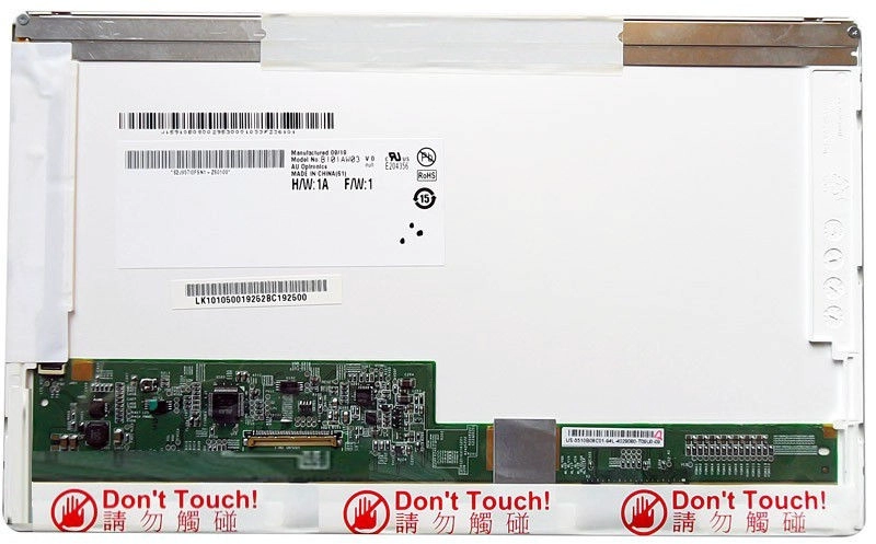200 ℃ / R 10.1 "AUO WLED arkadan aydınlatmalı LED ekran dizüstü B101AW03 V0 10 24 × 600 cd / m2 400: 1