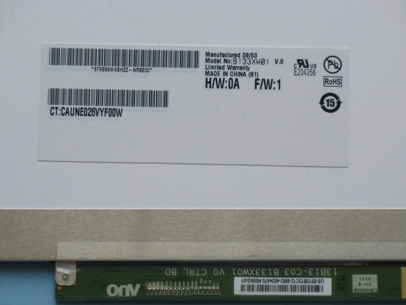 13.3「AUO WLEDバックライトラップトップLEDパネルB133XW01 V0の1366×768のCD /㎡220 C / R 500:1