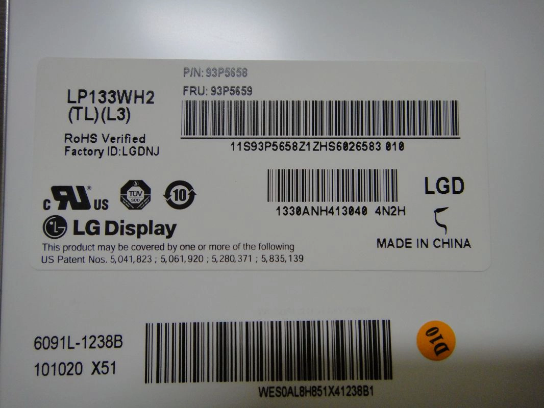 13.3 pulgadas 1366 * 768 Slim Grueso 40Pins LVDS LP133WH2-TLL3 Pantalla portátil