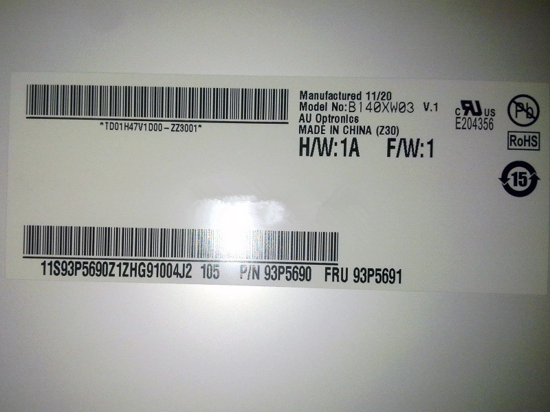 14.0" AUO WLED backlight laptop TFT LCD B140XW03 V1 1366×768 cd/m2 200 C/R 400:1