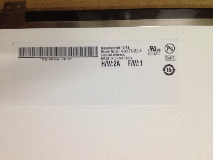 14.0" AUO WLED backlight laptops LED display B140XTN02.0 1366×768 cd/m2 200 C/R 500:1