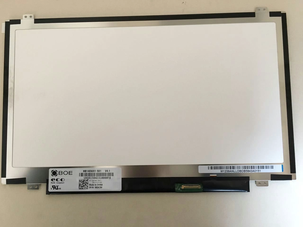 14.0“京东方WLED背光笔记本电脑的LED显示屏HB140WX1-501 1366×768 cd / m2的200℃/ R 600:1