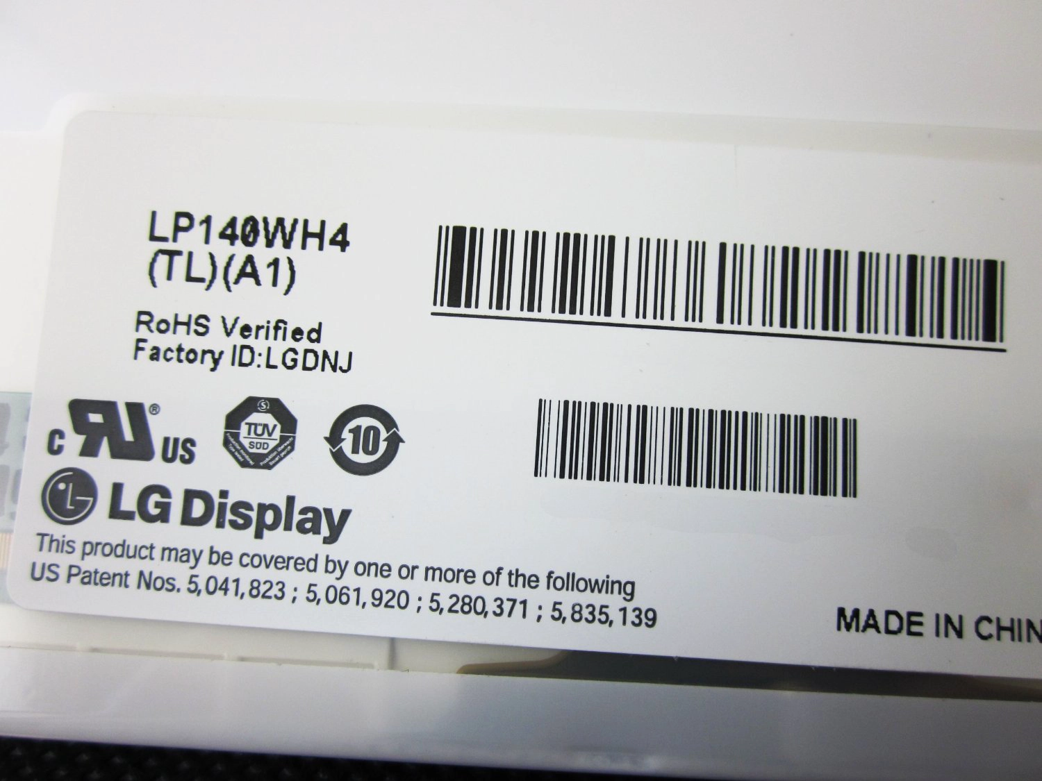 14.0" LG Display WLED backlight notebook personal computer LED screen LP140WH4-TLA1 1366×768 cd/m2 220 C/R 400:1