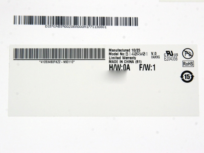 14,0-Zoll-1600 * 900 AUO-Blendung 40Pin LVDS B140RW01 V0-Laptop-Bildschirm