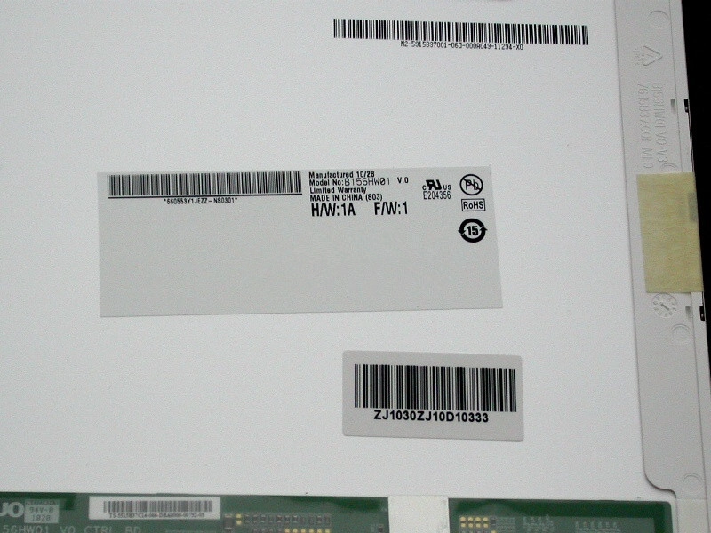 15.6 "AUO WLED dizüstü LED panel B156HW02 V1 1920 × 1080 cd / m2 300 ° C / R 400: 1