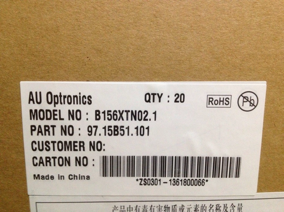 15.6" AUO WLED backlight notebook pc TFT LCD B156XTN02.1 1366×768 cd/m2 220 C/R 400:1