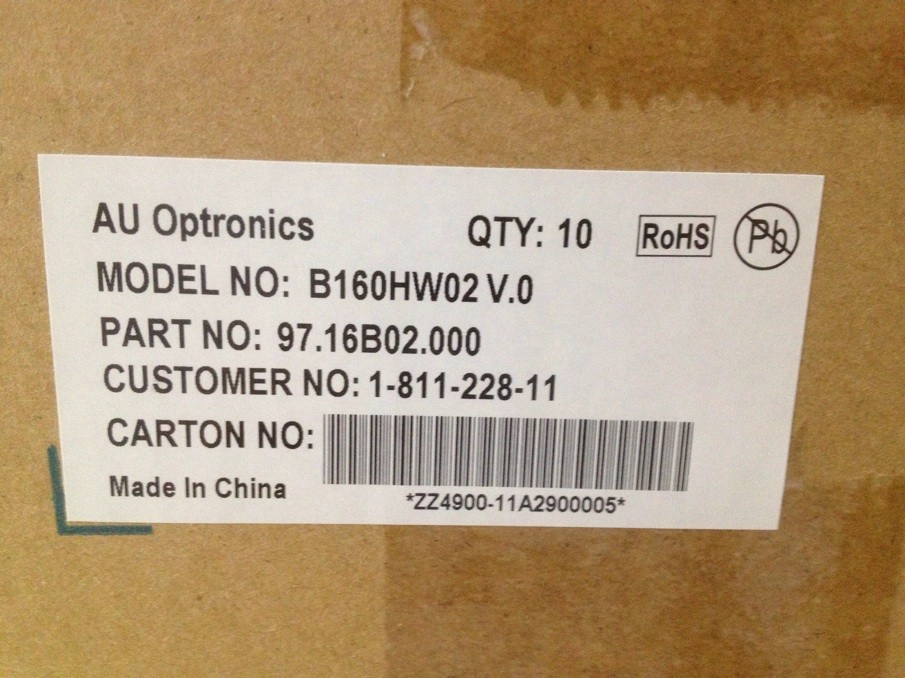 16,0 "AUO WLED подсветкой ноутбуков светодиодный экран B160HW02 V0 1920 × 1080 кд / м2 345 C / R 500: 1