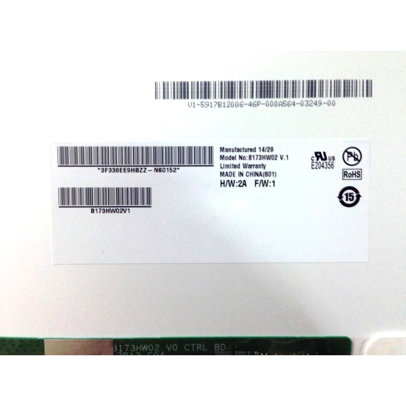 17.3" AUO WLED backlight notebook personal computer LED screen B173HW02 V1 1920×1080 cd/m2 300 C/R 400:1