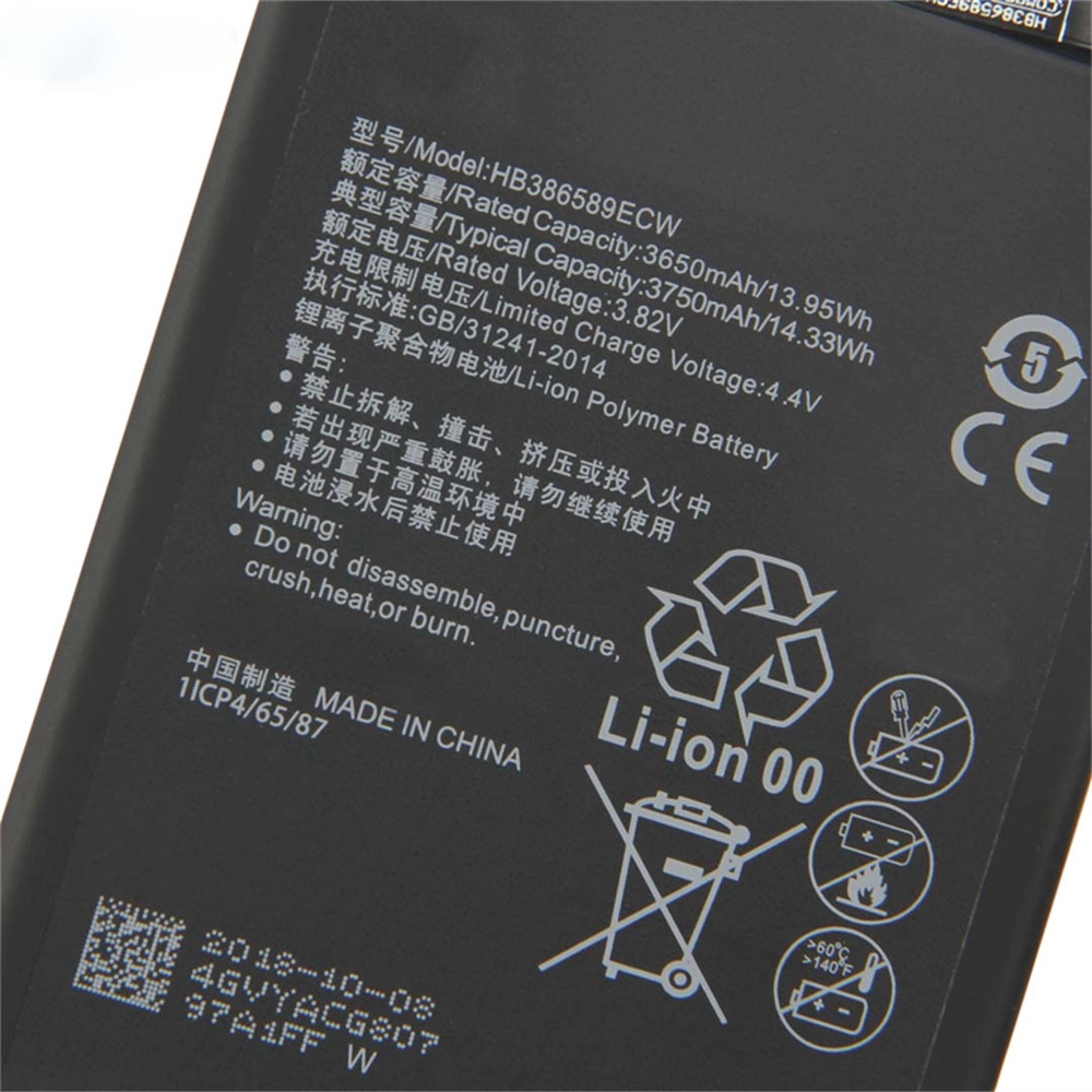 Batería de telefonía móvil de reemplazo de 3750mAh HB386589ECW para Huawei Nova 4 V20