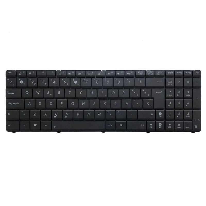 Teclado de laptop espanhol para asus x53 x54h k53 a53 n53 n60 n73j p52 p52f p53s x53s a52j x55v x54h x54hy n53t preto