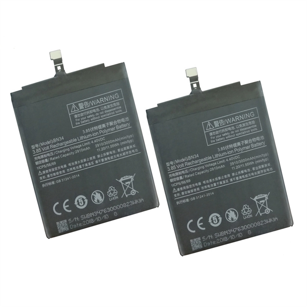Wholesale For Xiaomi Redmi 5A Battery 2910Mah New Battery Replacement Bn34 2910 Mah 3.85V Battery