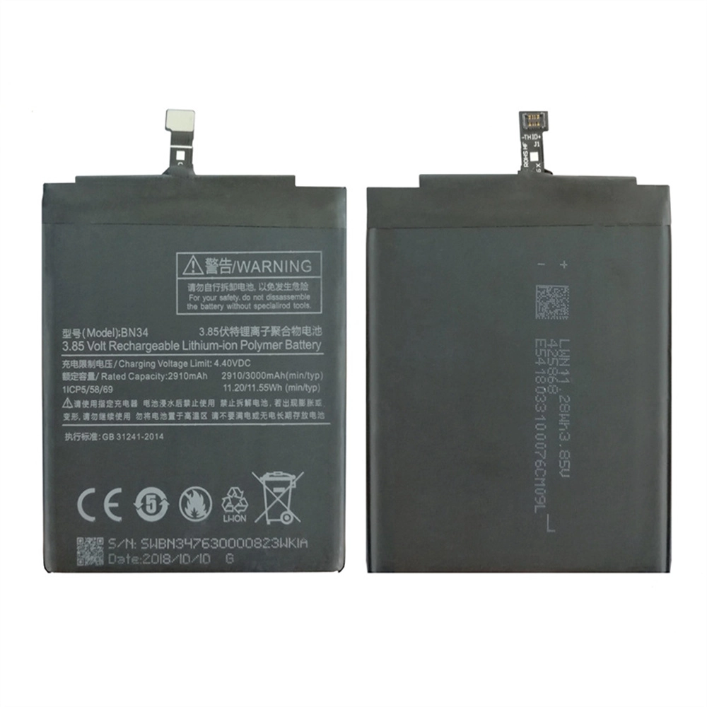 Wholesale For Xiaomi Redmi 5A Battery 2910Mah New Battery Replacement Bn34 2910 Mah 3.85V Battery