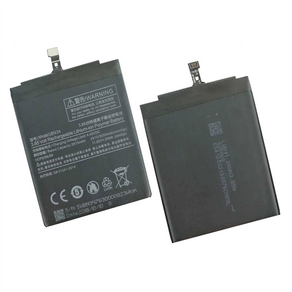 Wholesale For Xiaomi Redmi 5A Battery 2910Mah New Battery Replacement Bn34 2910 Mah 3.85V Battery