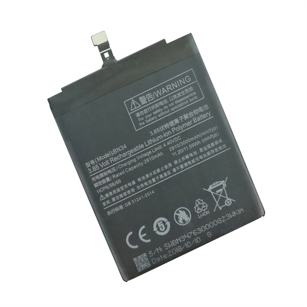 Wholesale For Xiaomi Redmi 5A Battery 2910Mah New Battery Replacement Bn34 2910 Mah 3.85V Battery