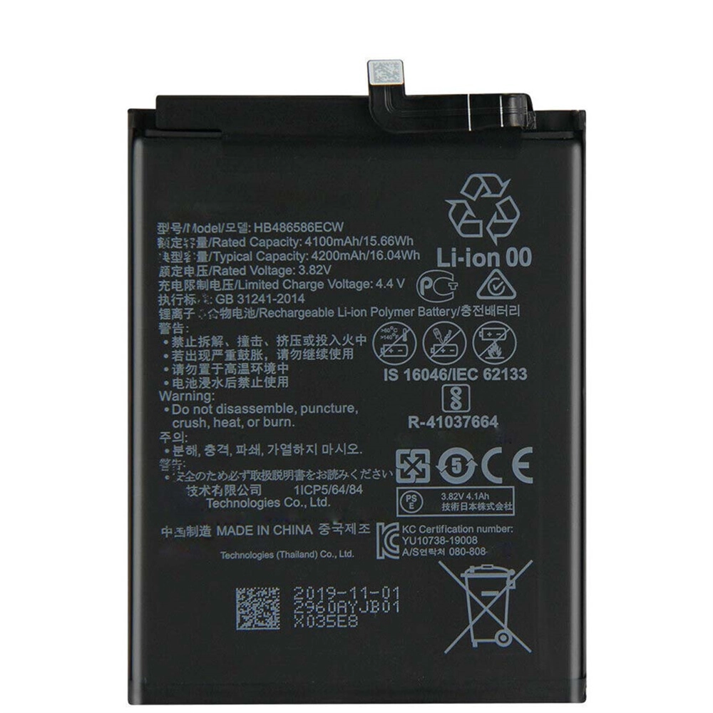 Batterie de téléphone mobile en gros pour Huawei Nova 6 Remplacement 4200mAh HB486586ECW