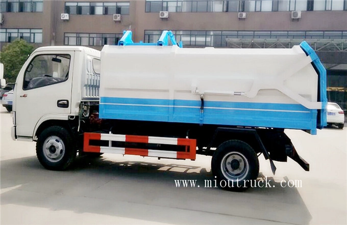 4 - 5 tons self-loading garbage truck hanging buckets with compressed garbage truck