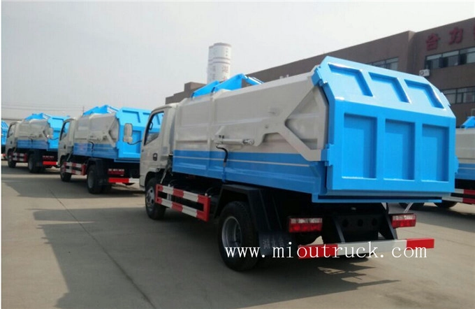 4 - 5 tons self-loading garbage truck hanging buckets with compressed garbage truck