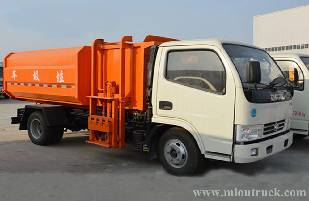 Dongfeng 4x2 5m³ปริมาณความจุบรรทุกรถเทขยะมูลฝอย