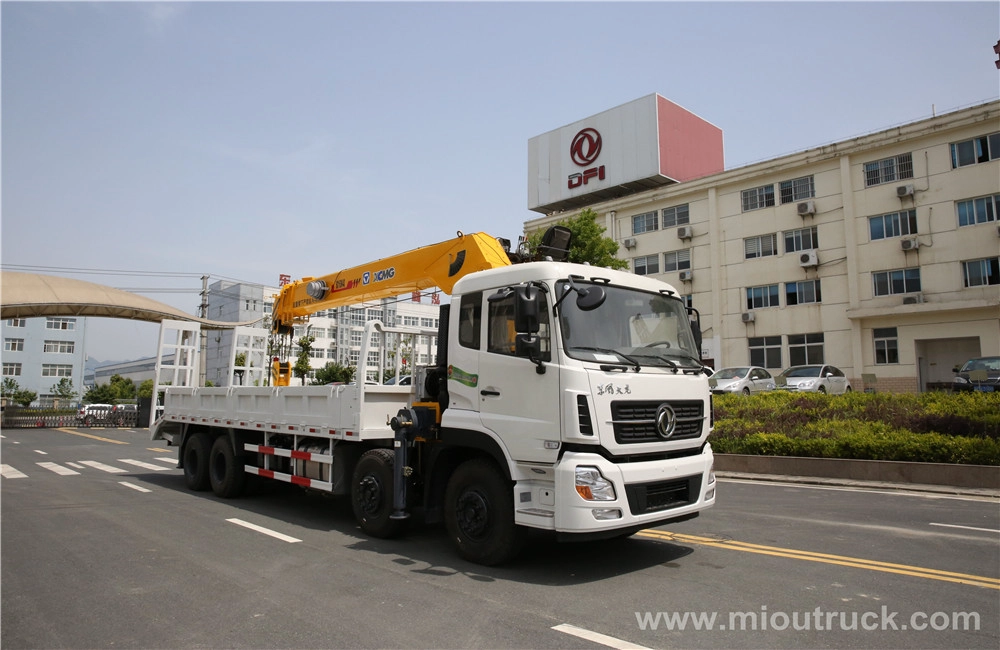Dongfeng tianland 8X4 straight crane truck with ladder mounted crane in China