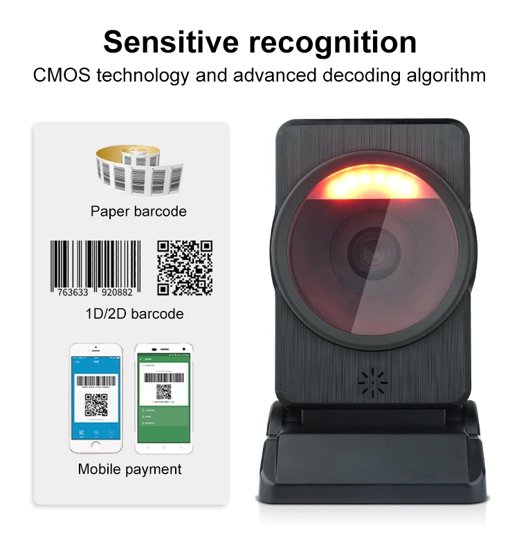China Omnidirectional 2D Desktop Barcode Scanner Omni Directional 2D/1D Hands-Free Barcode Scanner manufacturer