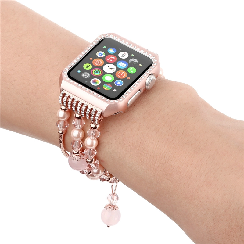 CBAW01 반짝 이는 라인 석 메탈 iWatch 케이스와 럭셔리 애플 시계 팔찌