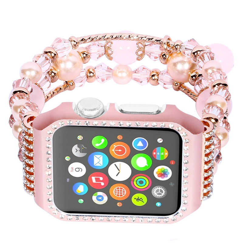 CBAW01 반짝 이는 라인 석 메탈 iWatch 케이스와 럭셔리 애플 시계 팔찌