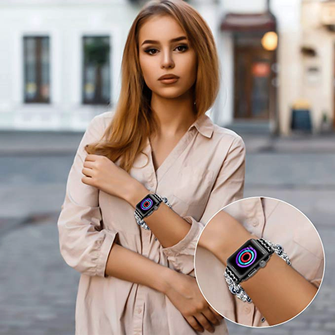 CBAW03 iWatch Handmade Artificial Agate Beaded Watch Bracelet