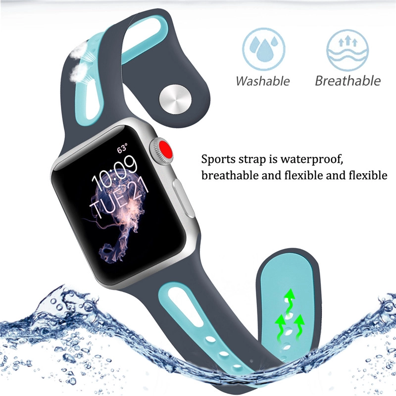 CBAW04 Apple Watch banda de repuesto de silicona suave de color dual