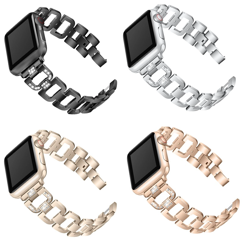 CBAW20 Trendybay Bling Diamond Rhinestone correa de pulsera de metal para iWatch
