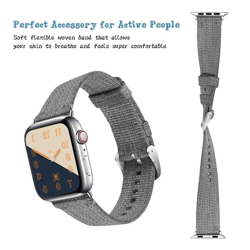 CBAW9401 Bracelet de remplacement en toile de nylon tissé Trendybay pour Apple Watch