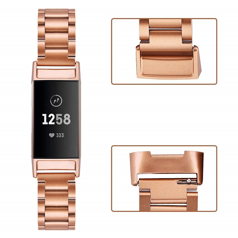 CBFC02 Correa de acero inoxidable de 3 enlaces para Fitbit Charge 3