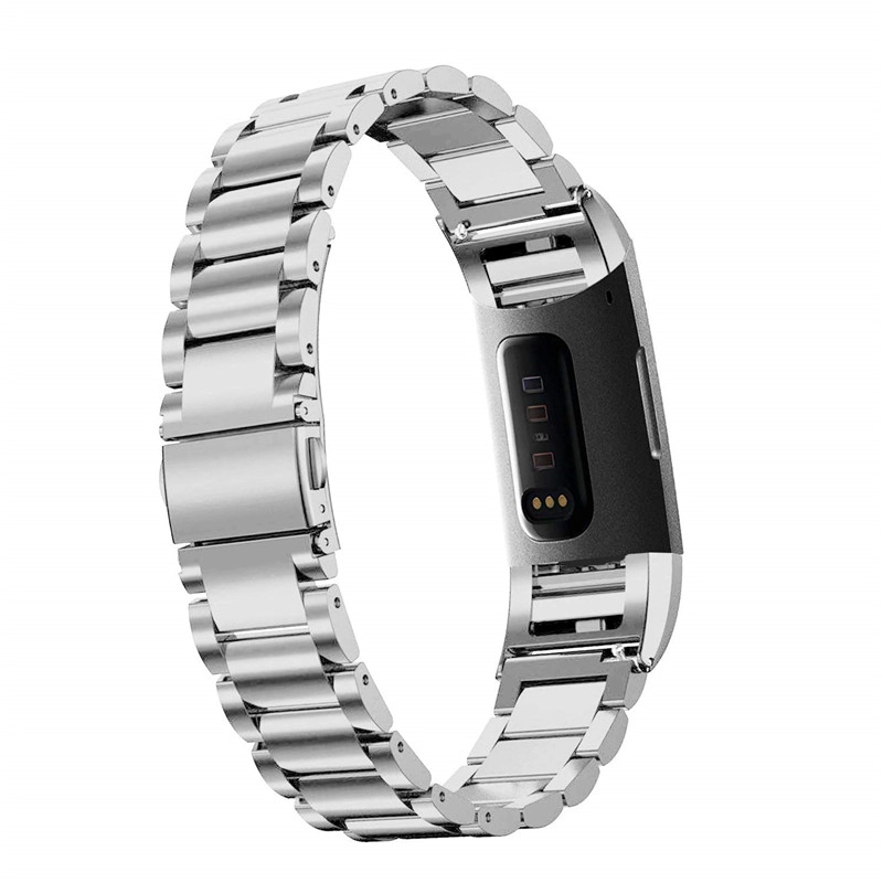 CBFC02 Correa de acero inoxidable de 3 enlaces para Fitbit Charge 3