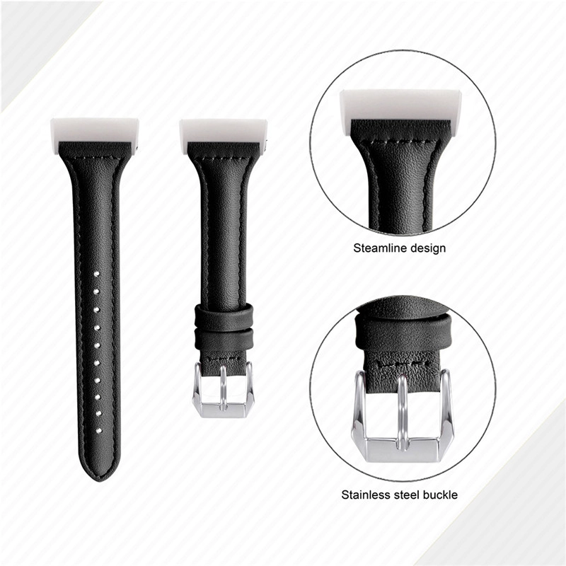 CBFC03 Bandas de reloj de reemplazo de ganancia de cuero genuino superior para Fitbit Charge 3